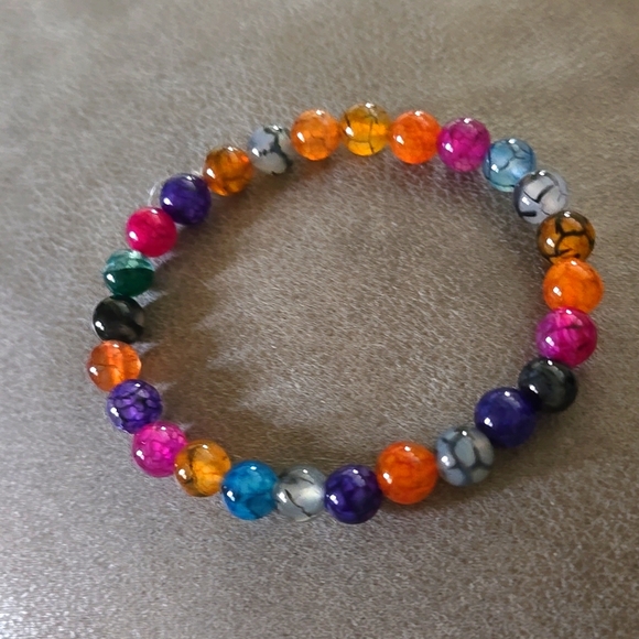 Hand Crafted Jewelry - Colorful dragon vein agate 8mmgemstone.  A120